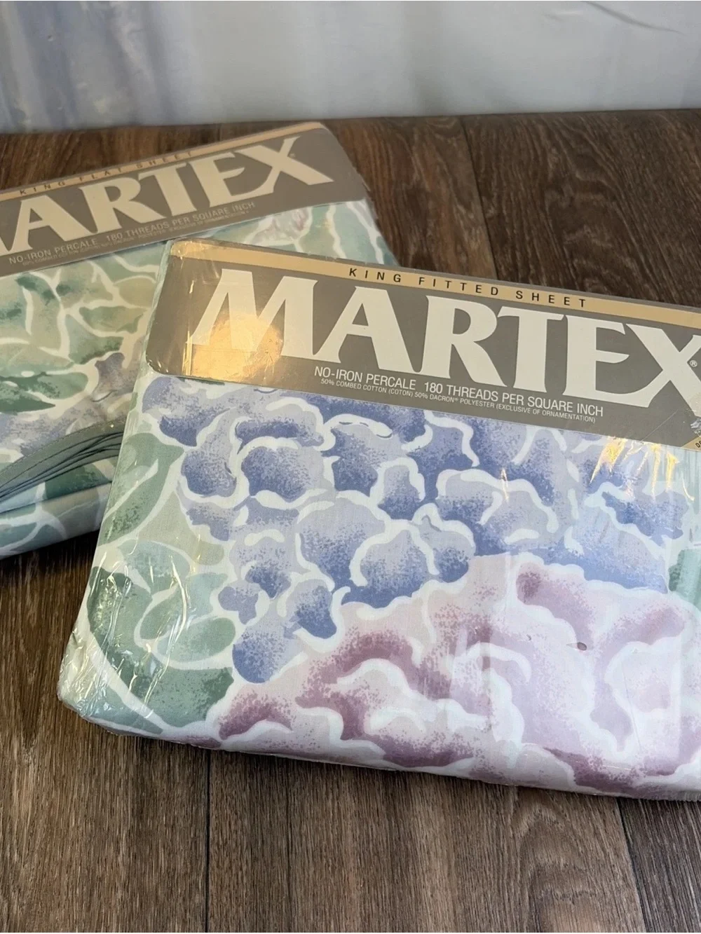 Vintage Martex Silk Forest Floral KING Sheet Set Flat & Fitted New Old Stock
